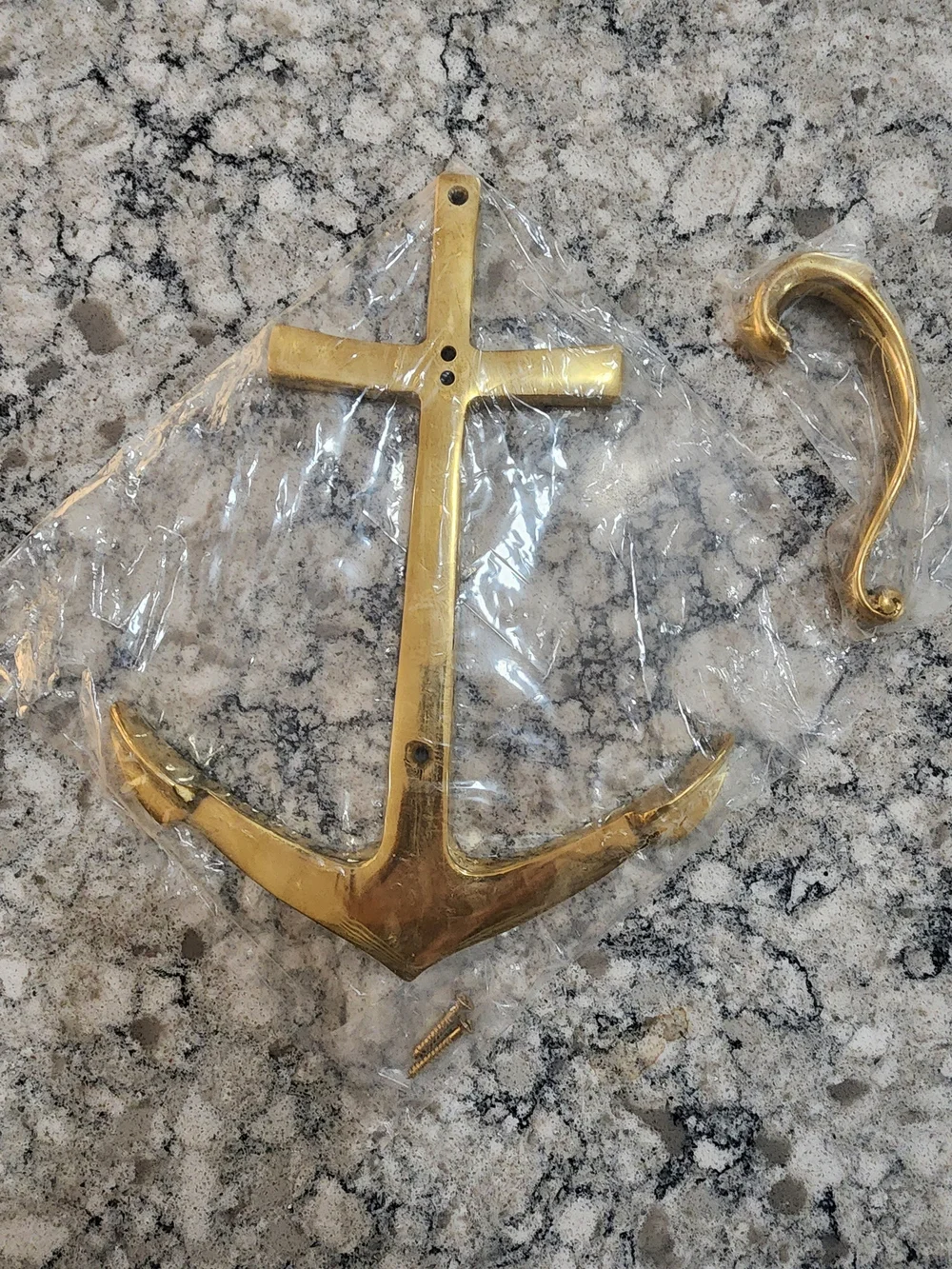Vintage Solid Brass Nautical Anchor Wall Hook New Old Stock